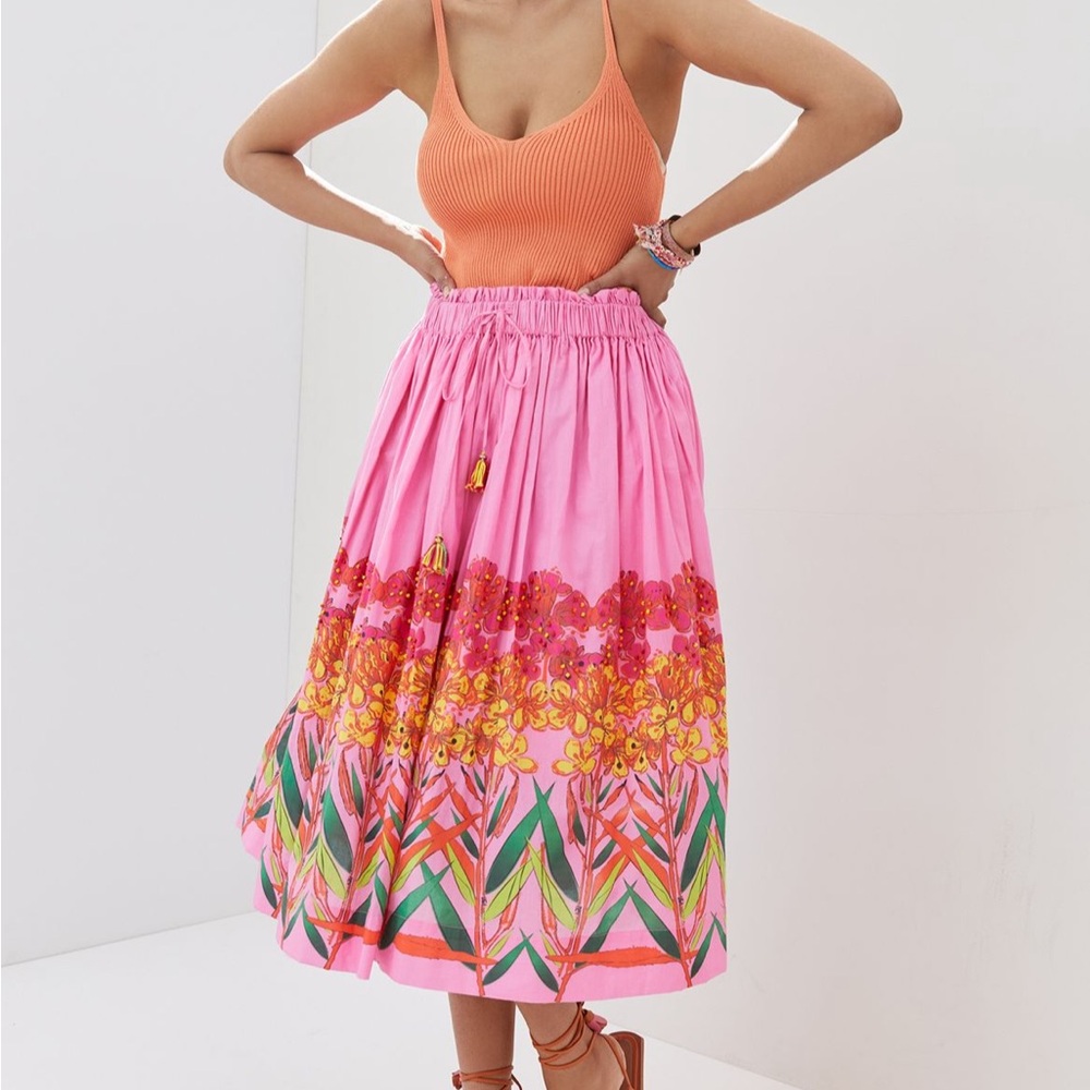NWT Roopa Pemmaraju for Anthropologie Floral Pink Skirt, Sz M